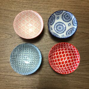 CJ. DE 4 BOWLS EM CER&Acirc;MICA - COLOR/ESTAMP.