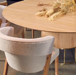 MESA BARRIL 120CM DI&Acirc;M. FREIJ&Oacute; ENVELHECIDO/LAT&Atilde;O POLIDO