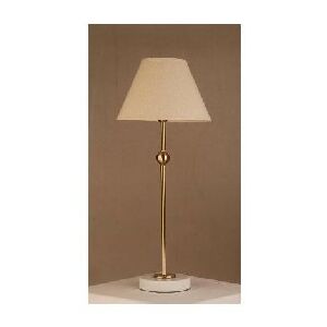 Abajur Metal Dourado e M&aacute;rmore com C&uacute;pula de Tecido - 67cm