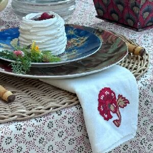 GUARDANAPO OFF C/ BORDADO FLOR 50X50CM