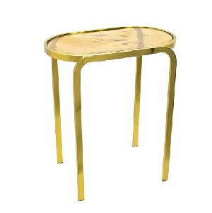 67537 - MESA DE METAL DOURADO E VIDRO AMBAR