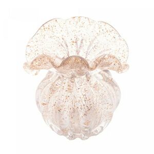 VASO DE VIDRO ITALY DOURADO 13,5CM X 11CM X 14CM