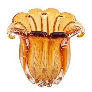 VASO DE VIDRO ITALY AMBAR 13CM X 11CM X 10CM