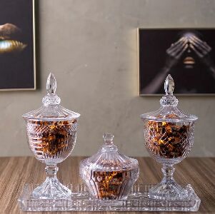 POTICHE C/P&Eacute; CRISTAL SANTORINI C/ BISCOITOS NATAL 11,5X24,5CM