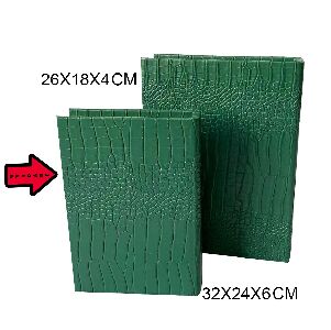 21858 CAIXA FORMATO LIVRO MDF DET PU CROCO 26X18X4