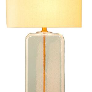 ABAJUR DE VIDRO COM C&Uacute;PULA EM TECIDO 78x41x25cm