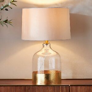 74.811 ABAJUR DE VIDRO TRANSPARENTE C/ C&Uacute;PULA 64X38X38CM