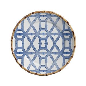 CJ 6 PRATOS RASOS BAMBOO PRINT AZUL 27,5CM
