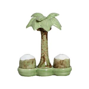 TRIO SALEIRO E PIMENTEIRO TRANCOSO VERDE 24X7X21CM