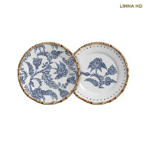 PRATO SOBREMESA FLOWER'S PRINT AZUL - UNIDADE