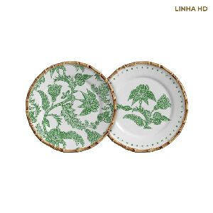 CJ 6 PRATOS SOBREMESA FLOWER'S PRINT VERDE 20CM