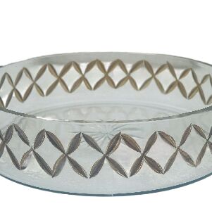 23056 BANDEJA VIDRO RED. P DESENHO DOURADO 30X5CM