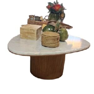 JADE MESA CENTRO MEDIA 92X82 DE MADEIRA - CARVALHO AMENDOA / CALACATA