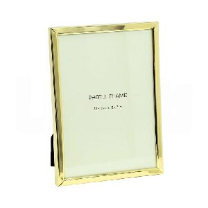 70202 - PORTA RETRATO DE MADEIRA, METAL DOURADO E VIDRO P 19X13CM