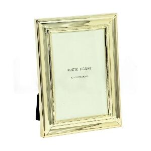 70214 - PORTA RETRATO DE MADEIRA, METAL DOURADO E VIDRO P 19X14CM