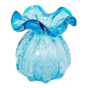 58821 - VASO DECORATIVO EM VIDRO AZUL CLARO