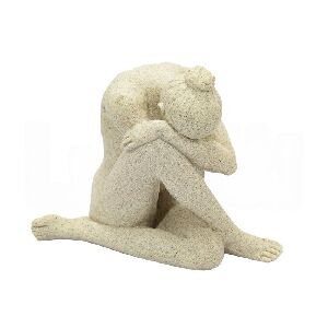 66541 - ESCULTURA EM RESINA MULHER BEGE 14X17X13CM