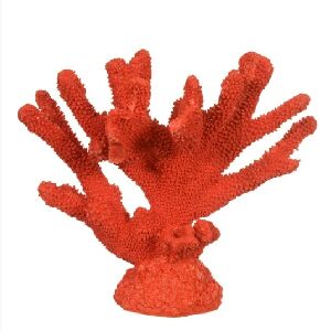 70307 - ESCULTURA CORAL EM RESINA VERMELHO 29X35X16CM