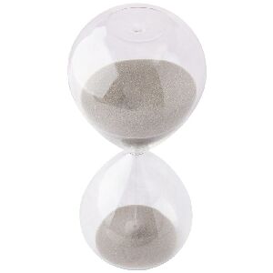 65708 - AMPULHETA 15' DE VIDRO INCOLOR COM AREIA CINZA P 17X08CM