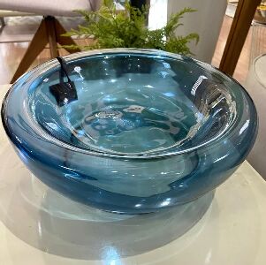 CENTRO DE MESA DE VIDRO AZUL (WG0067)