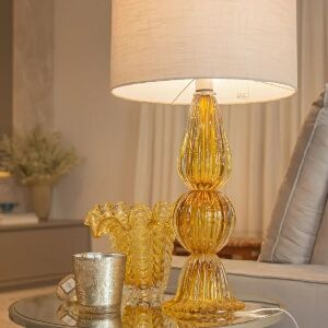 BASE DE CRISTAL BELFORT S/ C&Uacute;PULA &Acirc;MBAR 45X17X17CM