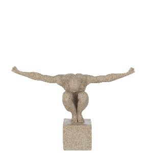 66438 - ESCULTURA HOMEM EM RESINA BEGE P 23X32X11,5CM