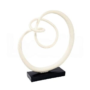 281163 - ESCULTURA EM RESINA BRANCO COM BASE PRETO 41X36X09CM