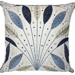 ALMOFADA SARJA CRU 52X52 BOR FINO BOTANIC AZUL C/CD MD 2