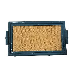 BANDEJA RETA BAMBU AZUL JEANS C BURITI ALCA RETA M 18x32cm
