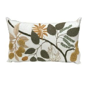 ALMOFADA RUSTICA 35X52 BORD ESPONJA FLORES DOURADO