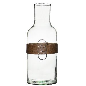 GARRAF&Atilde;O DEC CILINDRICO COM COURO E ARGOLAS MED 44X20CM