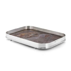 BANDEJA GAL.LISA OBLONGA ABA RETA 58X41X9CM C/MADEIRA