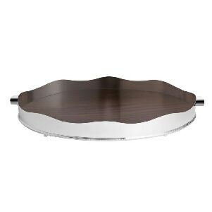 BANDEJA GAL LISA OVAL 70X45X9CM C/ FDO MADEIRA (NIQUEL)