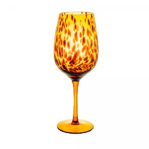 CJ 2 TA&Ccedil;AS DE VINHO DE VIDRO LEOPARDO 440ML