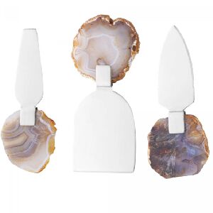 CONJUNTO 3 FACAS PARA QUEIJO DE A&Ccedil;O INOX &Aacute;GATA