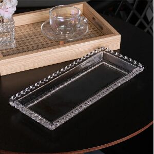 TRAVESSA RETANGULAR DE CRISTAL DE CHUMBO CORACAO 30X13X3CM