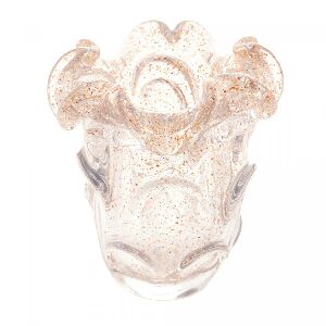 VASO DE VIDRO ITALY DOURADO 13CM X 14,5CM