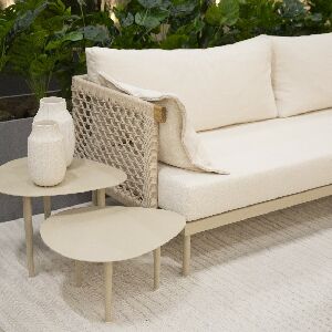 MESA LATERAL LUCCI P 0,5X0,56X0,3H COR: BEGE CLARO TAMPO ALUMINIO LISO