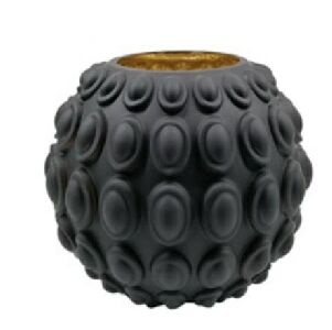 VASO VIDRO PRETO/DOUR. C/ TEXTURA BH0237