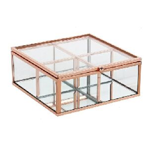 PORTA OBJETO EM VIDRO E METAL COBRE 13,3 KV0162