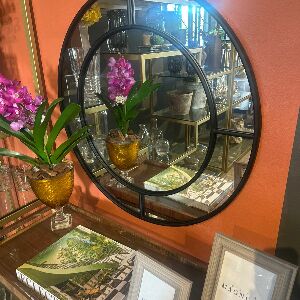 ESPELHO COM MOLDURA DE METAL PRETO RFA0005