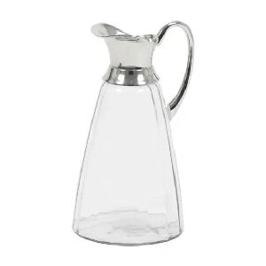 JARRA VIDRO TRANSPARENTE AL&Ccedil;A METAL PRATA ROI0059