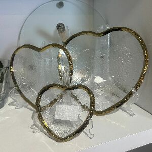 CJ. DE BOWLS CORA&Ccedil;&Atilde;O DE VIDRO E DOURADO - 3P&Ccedil;S SY0033