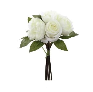 RAMALHETE PEONIAS E ROSAS X7 38 CM - BCO C/ 1 UN