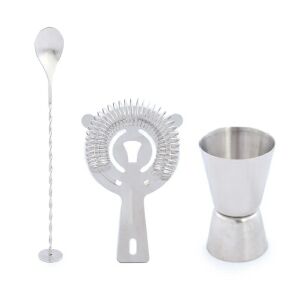 KIT DRINK A&Ccedil;O INOX PRATA 4X4X28CM KIT C/ 3 P&Ccedil;S