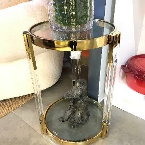 MESA DE CENTRO DE METAL E ACRILICO COM TAMPO DE VIDRO P