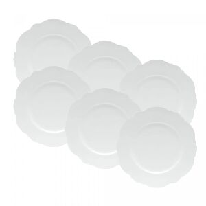 CONJ 6 PRATOS SOBRENESA PORCELANA MALDIVAS BRANCO 21CM