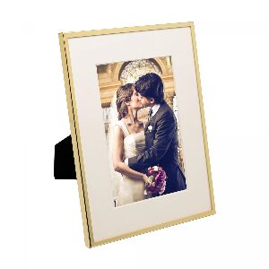 PORTA RETRATO A&Ccedil;O INOX BASIC DOURADO 13X18CM