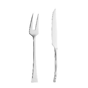 CONJ 2 PE&Ccedil;AS FACA E GARFO PARA ASSADO A&Ccedil;O INOX BERNA