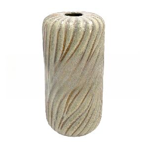 VASO DE CERAMICA BEGE E MARROM G